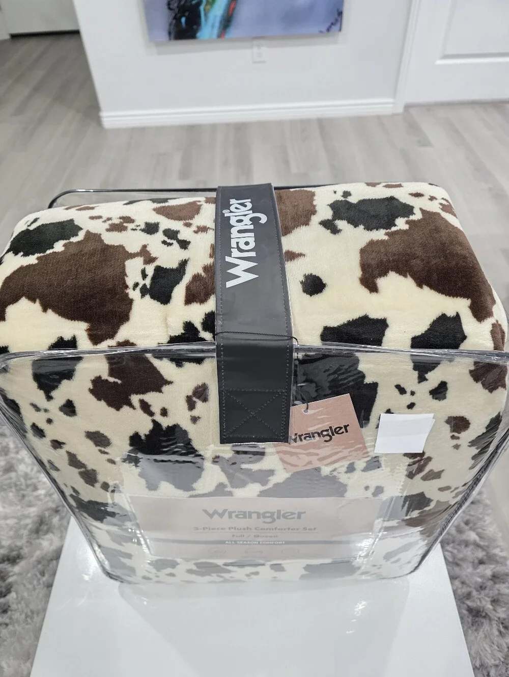 Wrangler QUEEN 3-Piece Plush Cow Print Comforter Set New